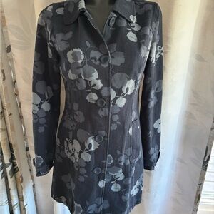 Merona Black Floral Trench Coat